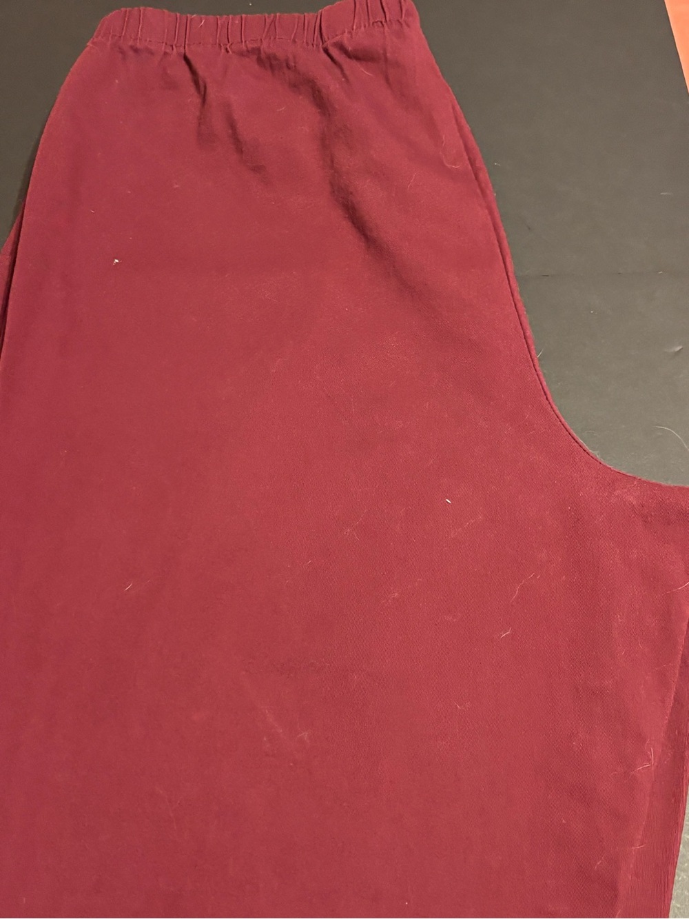 Denim & Co 1X Pull On Pants Burgundy Wine Stretch Cotton Elastic Waist NWOT A707